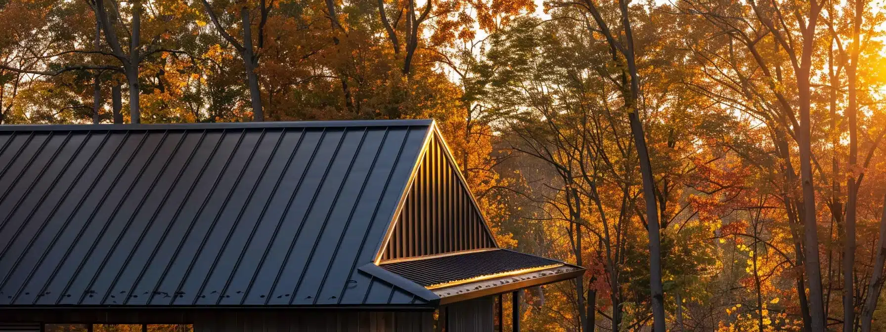 a shiny standing seam metal roof gleams under the sun, showcasing its durability and resilience through regular maintenance.
