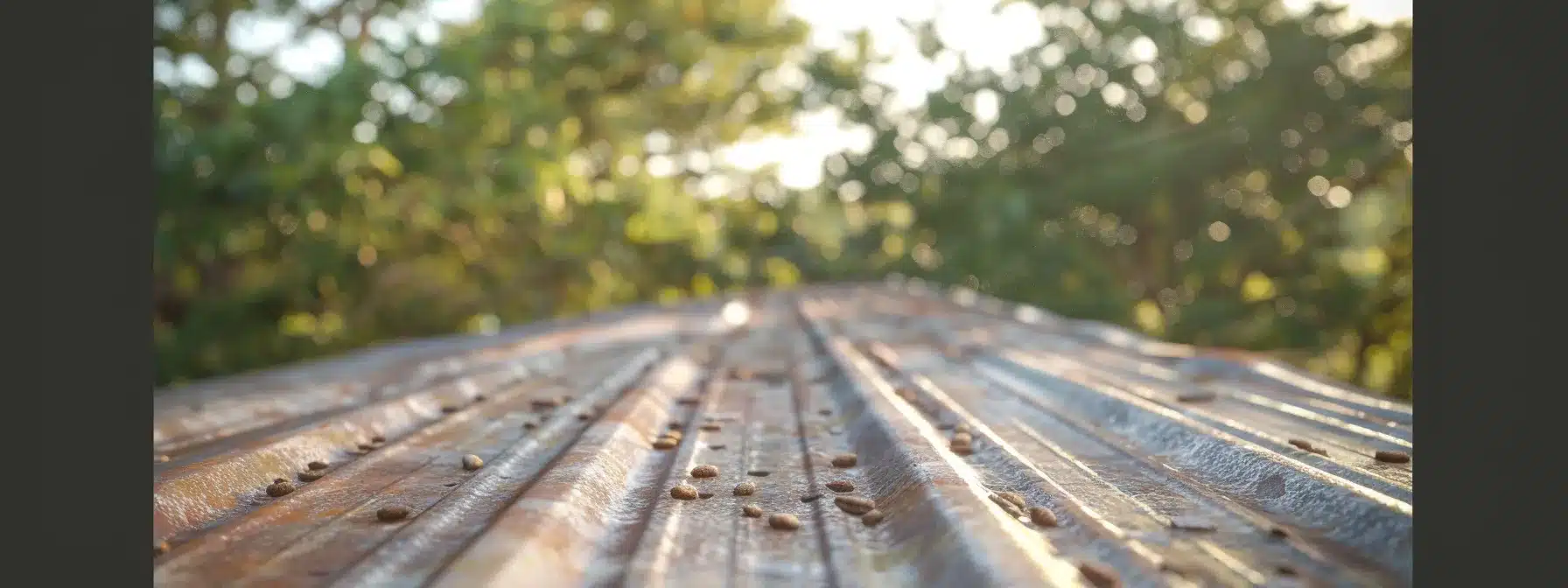 a close-up photo of a metal roof in florida, showing signs of rust and fastener deterioration under the scorching sun, highlighting the importance of regular inspections for maintenance.