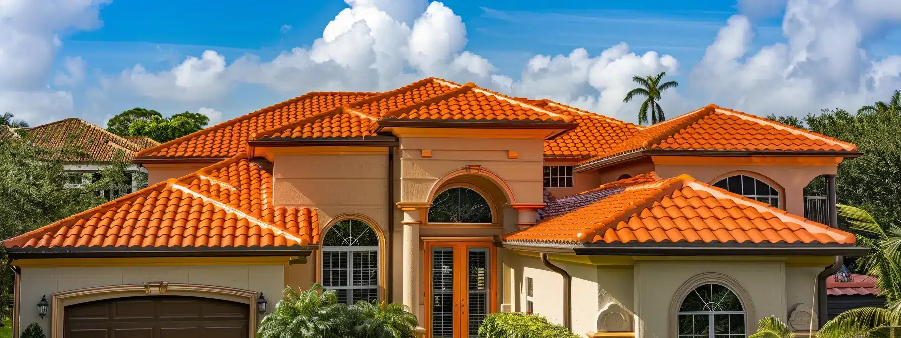 a stunning copper roof gleaming under the florida sun, reflecting uv rays and keeping homes cool and comfortable.